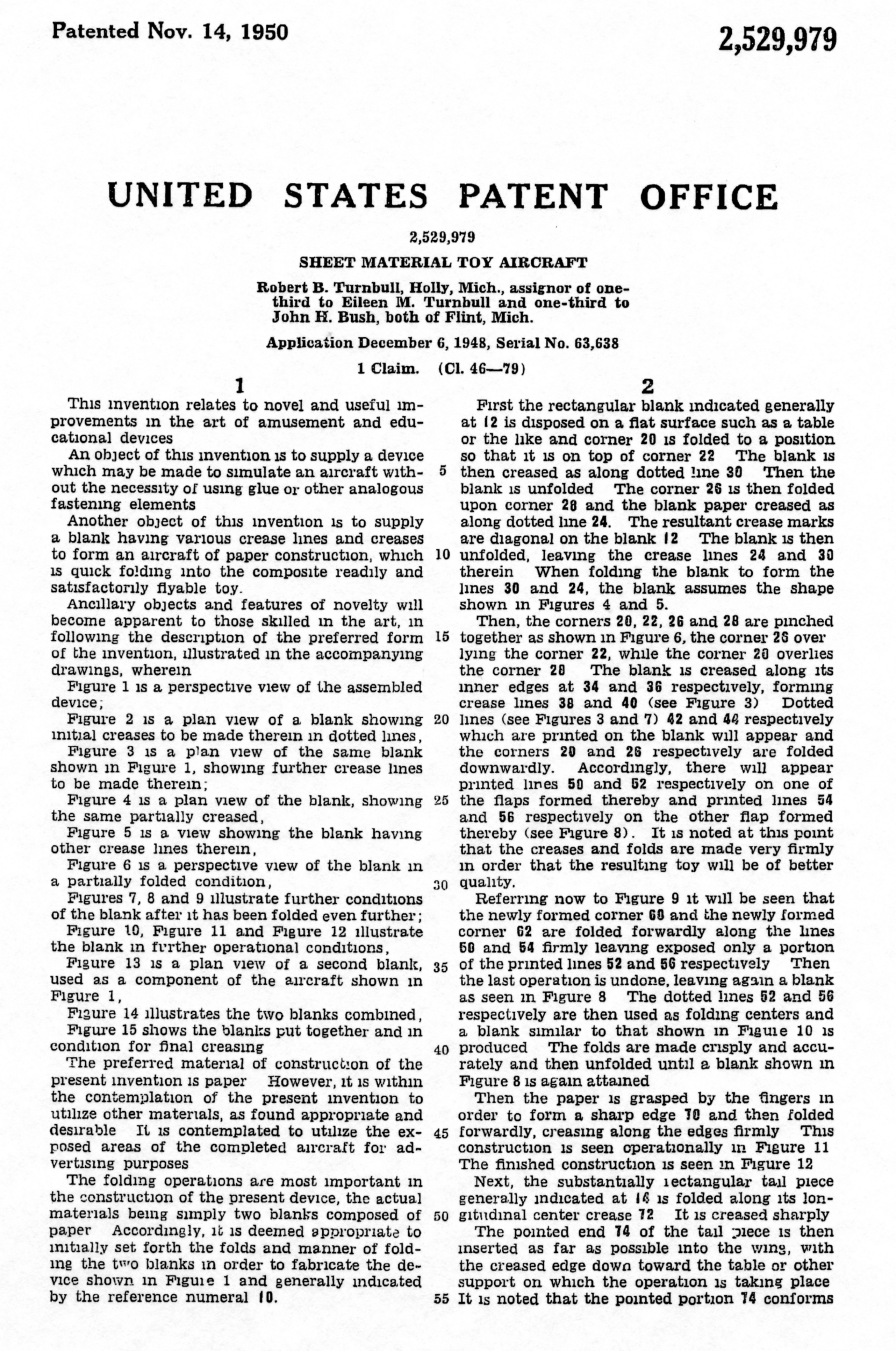 Patent for Turnbull Sheet Metal Toy Airplane page 4
